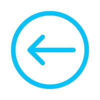 arrow line pointing left in circle blue isolated on white, arrow in circular strokes for direction left, arrows button simple graphic, line arrow symbol in circle for ui app, arrowhead pointer left vector
