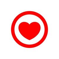 heart shape icon simple in circle red, heart symbol for button graphic, passion or romantic icon, heart shape element sign for valentine's day and wedding card, happy love symbol isolated on white vector