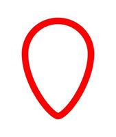 pin symbol outline red simple for icon isolated on white, red pin circle for location icon marker, pin symbol for position map, pin place flat icon red for navigation search vector