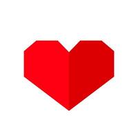 red heart shape paper isolated on white background, simple cute heart plain for graphic hipster valentine card, heart-shaped minimal flat style for element decoration, heart paper red origami concept vector