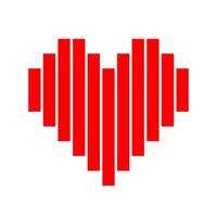 heart shape red pixel strip isolated on white, square red pixel heart shape for clip art, cute pixel strip bar heart shape icon, simple heart red plain square tile pattern, love sign for valentine vector