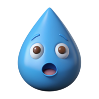 celebrated coastal Teardrop-shaped character with a surprised expression, flat light blue with Scalable Design. detailed png