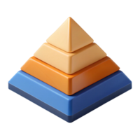 fascinating quintessential Pyramid chart with three levels, distinct flat colors. Crisp edges, clean lines, with Scalable Design. png
