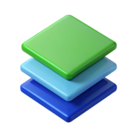 dynamic hypnotic Three overlapping squares, offset, flat blue and green. Clean lines, minimal design with Scalable Design. premium png
