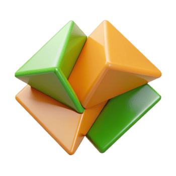 excepcional geométrico interseção trapézios, laranja e verde. plano cor, fresco arestas. com escalável Projeto. profissional png