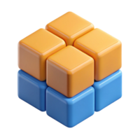reflective mesmerizing Isometric cube with three visible faces, different flat colors. Crisp edges, with Scalable Design. elite png