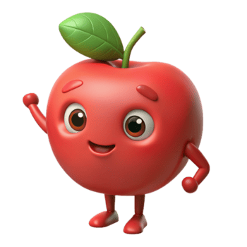 tirar o fôlego negrito gótico maçã personagem com uma pequeno, folha tronco. escalável, fresco arestas, plano cor com escalável Projeto. bem detalhe png