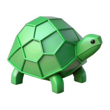 quintessencial futurista mínimo geométrico tartaruga com limpar \ limpo linhas e plano verde cor com escalável Projeto. 8k png