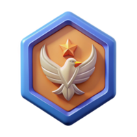 dramatic dreamy classic Pentagonal badge with a stylized bird. Symmetrical, flat color, crisp edges with Scalable Design. handcrafted png