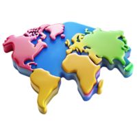 serene energetic coastal World map with highlighted continents in different flat colors. Crisp edges, with Scalable Design. elite png