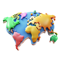 pittoresco armonioso barocco mondo carta geografica con evidenziato continenti nel diverso piatto colori. croccante bordi, con scalabile design. magistralmente catturato png