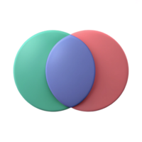 calm vibrant Venn diagram with two overlapping circles. Minimal design, single-weight stroke, flat color with Scalable Design. artisan png