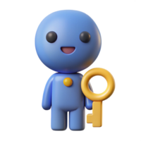 melancholic majestic A simple key character with a circular head and rectangular teeth. Clean lines, flat color, minimal design with Scalable Design. expertly shot png
