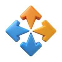 vibrant calm art deco Arrow shapes, pointing in different directions. Flat color, with Scalable Design. high resolution png