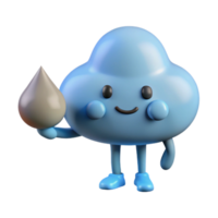 mesmerizing retro Cloud character with a single raindrop. Clean lines, flat color, minimal design with Scalable Design. 8K png