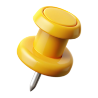 majestic iconic Isometric pushpin, flat yellow color, crisp edges, symmetrical with Scalable Design. png