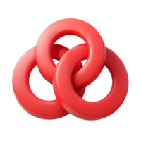 dramatic magnificent Minimal design, three intersecting circles, flat red, with Scalable Design. flawless png