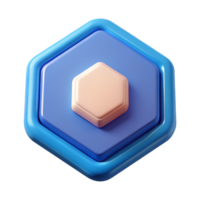etéreo suntuoso hexagonal crachá com uma pequeno quadrado. limpar \ limpo linhas, escalável, peso único acidente vascular encefálico com escalável Projeto. afiado png