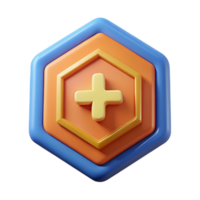 enchanting ethereal art deco Hexagonal badge with a bold plus sign. Geometric, scalable, clean lines with Scalable Design. artisan png