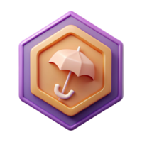 dynamic glorious Pentagon badge with a simple umbrella icon. Crisp edges, minimal, single-weight stroke with Scalable Design. 8K png