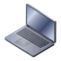 bold extraordinary Isometric laptop, flat grey color, crisp edges, symmetrical with Scalable Design. refined png