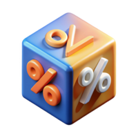dramatic creative Isometric cube with percentage labels. Crisp edges, flat color, geometric with Scalable Design. museum quality png