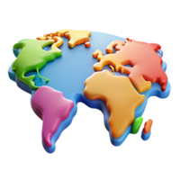 inspired art deco World map with highlighted continents in different flat colors. Crisp edges, clean lines with Scalable Design. ultra HD png