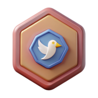 pristine joyful abstract Octagonal badge with a stylized bird. Single-weight stroke, flat color, clean lines with Scalable Design. professional png