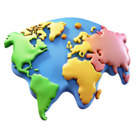 intense spectacular World map with highlighted continents in different flat colors. Crisp edges, clean lines with Scalable Design. crisp png