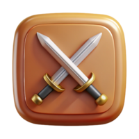 sumptuous unparalleled Square badge with crossed swords. Crisp edges, scalable, single-weight stroke with Scalable Design. png