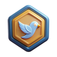 timeless bohemian Octagonal badge with a stylized bird. Single-weight stroke, flat color, clean lines with Scalable Design. flawless png