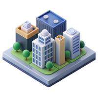 picturesque ethereal avant-garde Isometric city block, minimal design, clean lines, with Scalable Design. high resolution png