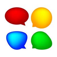 speech bubble for message talk and copy space text, colorful speech bubble isolated on white, label speech bubble red yellow blue and green, template dialog speech signs of communication vector