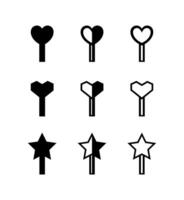 black cursor heart and star shape isolated on white, cursor symbol for pointer sign, simple cursor arrow heart and star icon for elements design vector