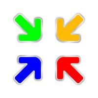 colorful expand arrow icon isolated on white, arrows pointing zoom in, expand arrow icon for resizes, drag arrow for all direction app, arrows pointer cursor of mouse symbol, expanding icons interface vector