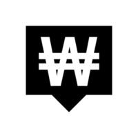 won currency symbol in speech bubble square on white, won money for app symbol, simple flat won money, currency digital won icon for financial concept vector