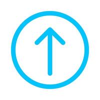 arrow line pointer up in circle blue isolated on white, arrow in circular strokes for direction, arrows button simple graphic, line arrow symbol in circle for ui app, arrowhead symbol for interface vector
