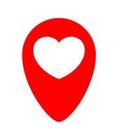 heart icon in red pin point isolated on white, pointer white heart shape for position marker, cute heart simple with pin point symbol, pin pointer for love location place or direction idea vector