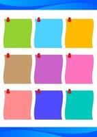template a4 with paper note colorful for message, paper sheet post blank and sticky pin for copy space reminder, empty paper note isolated on white a four size and vertical square vector