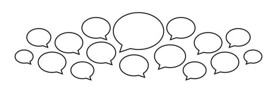 speech bubble ellipse many isolated on white for copy space, balloon message icon for chat and talk speak, speech bubble frame line for talk communication concept vector