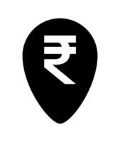 rupee currency symbol in pin point for icon isolated on white, rupee money for app symbol, simple flat rupee money, currency digital rupee coin for financial concept vector