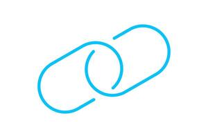 chain link symbol blue for icon, simple hyperlink link chain with line thin style, icon link chain for data ux ui website or mobile application, chain joined symbol for element signal network vector