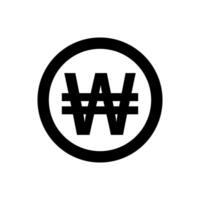 coins won icon black in simple style isolated on white, monetary won currency symbol, korean won coin in flat style for digital app and website, simple won symbol in circle vector