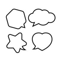 star shaped speech bubble, heart shaped speech bubble, hexagon speech bubble, cloud speech bubble, geometry balloon black isolated on white vector