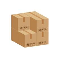 pile crate boxes 3d cube, cardboard box for factory warehouse storage, cardboard parcel boxes stack of warehouse factory, packaging cargo, boxes brown isolated on a white background vector