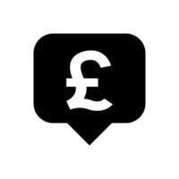 pound currency symbol in speech bubble square shape for icon, pound money for app symbol isolated on white, currency digital pound icon for financial concept vector
