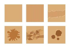 corrugated box textured set of paper torn, wet corrugated, cardboard box with hole, crumpled crate box texture, cardboard boxes brown for materials concept, raw material of paper cardboard box vector