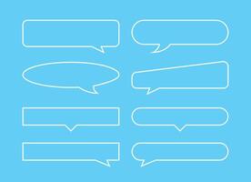 speech bubble horizontal outline shape isolated on blue, speech balloon sign of communication symbol, art line white speech bubble vector