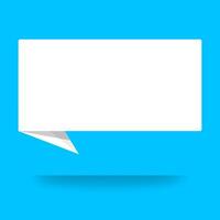paper white label for speech bubble isolated on blue, banner white with paper label style, speech paper style for talk text, paper label dialog chatting graphic for message sticker, speech text frame vector