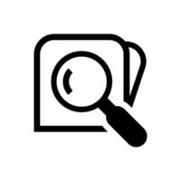 magnifying glass and wallet, search folder icon isolated on white, flat simple magnifying glass for find button, research icon black, search symbol vector